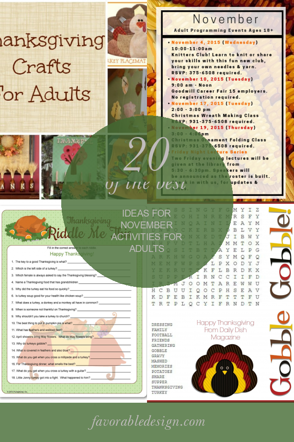 20 Of the Best Ideas for November Activities for Adults Home, Family